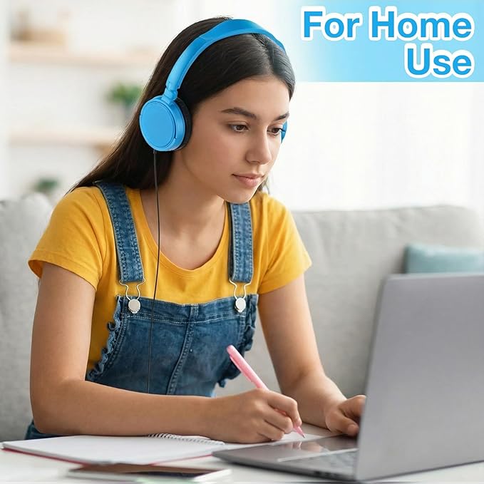 Yunsailing 18 Pack Classroom Headphones Bulk Student Wired Class Headphones Set for School with Individually Wrapped Adjustable Over Ear Head Earbuds (Blue)