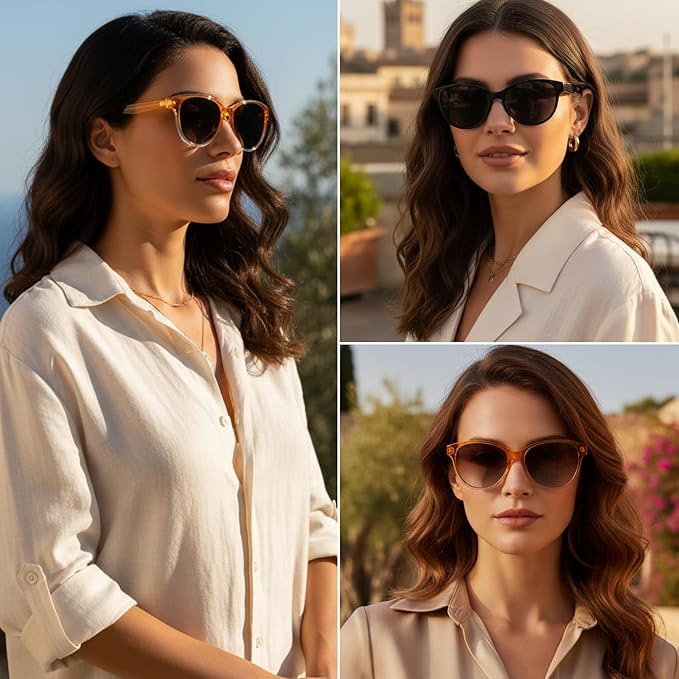 Myiaur Polarized Sunglasses for Women, Trendy Cat Eye Sun Glasses UV400 Protection Classic Retro Shade 2 Pack