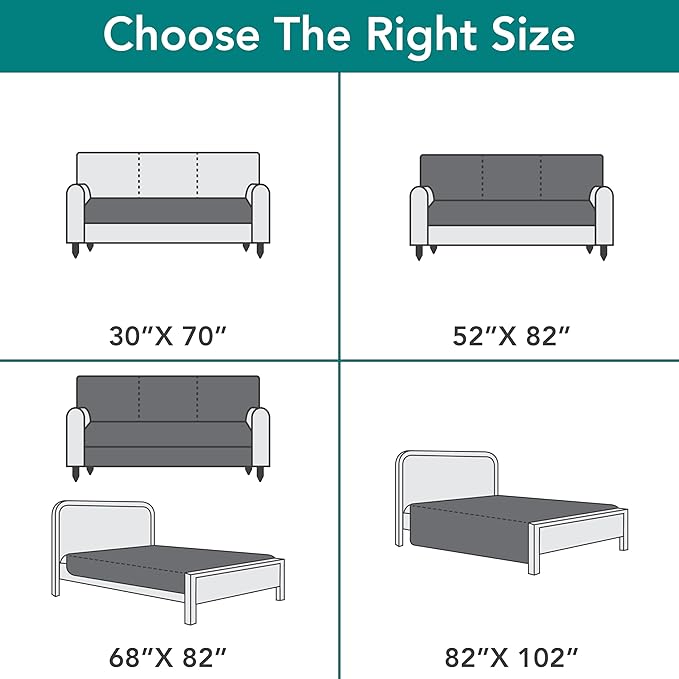 PetAmi Waterproof Couch Cover for Dogs, Waterproof Pet Blanket, Reversible Furniture Cover Sofa Protector for Pet Cat Bed, Washable Waterproof Blanket Dog Cover for Couch Seat, 102x82 Gray