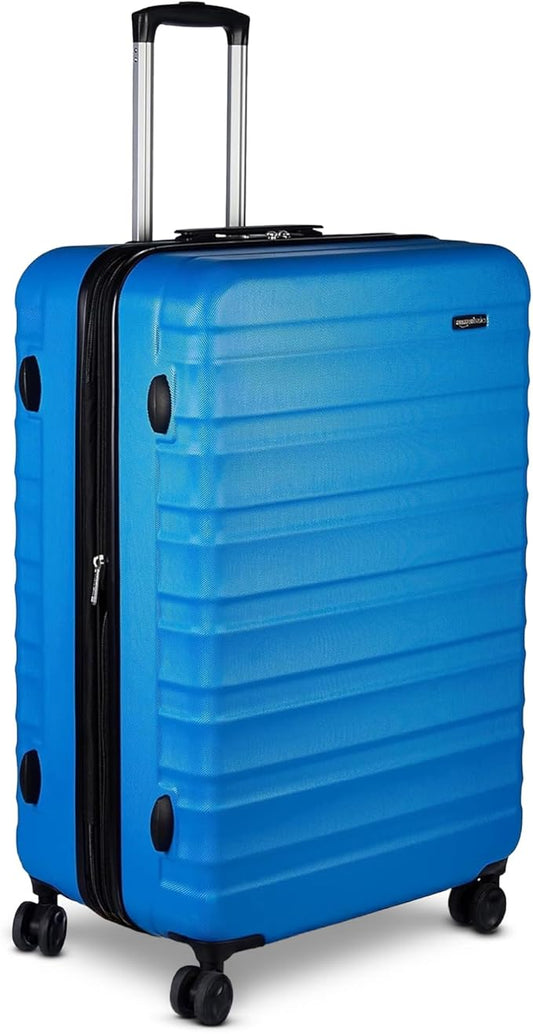 Amazon Basics 30" Hardside Large Checked Luggage, Hardshell Suitcase With Wheels, Expandable For Up to 15% More Space, With Scratch-Resistant Surface, Four Multi-directional Wheels, Light Blue