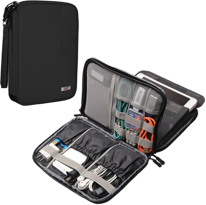 BUBM Electronic Accessories Organizer, Travel Gadget Bag for Cables, Black