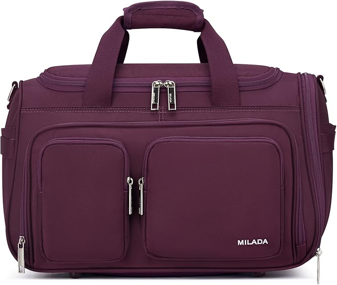 MILADA Underseat Carry On Luggage Bags for Travel Lightweight Foldable Carry On Bags for Airplanes Small Duffle Bag for Men Women Personal Weekend Overnight Travel Tote Bags, Purple