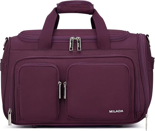 MILADA Underseat Carry On Luggage Bags for Travel Lightweight Foldable Carry On Bags for Airplanes Small Duffle Bag for Men Women Personal Weekend Overnight Travel Tote Bags, Purple