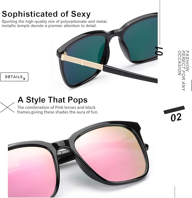 SIPHEW Oversized Square Sunglasses for Women|Lightweight Fashion Sunglasses 100% UV400 Protection|Trendy Mirrored Shade