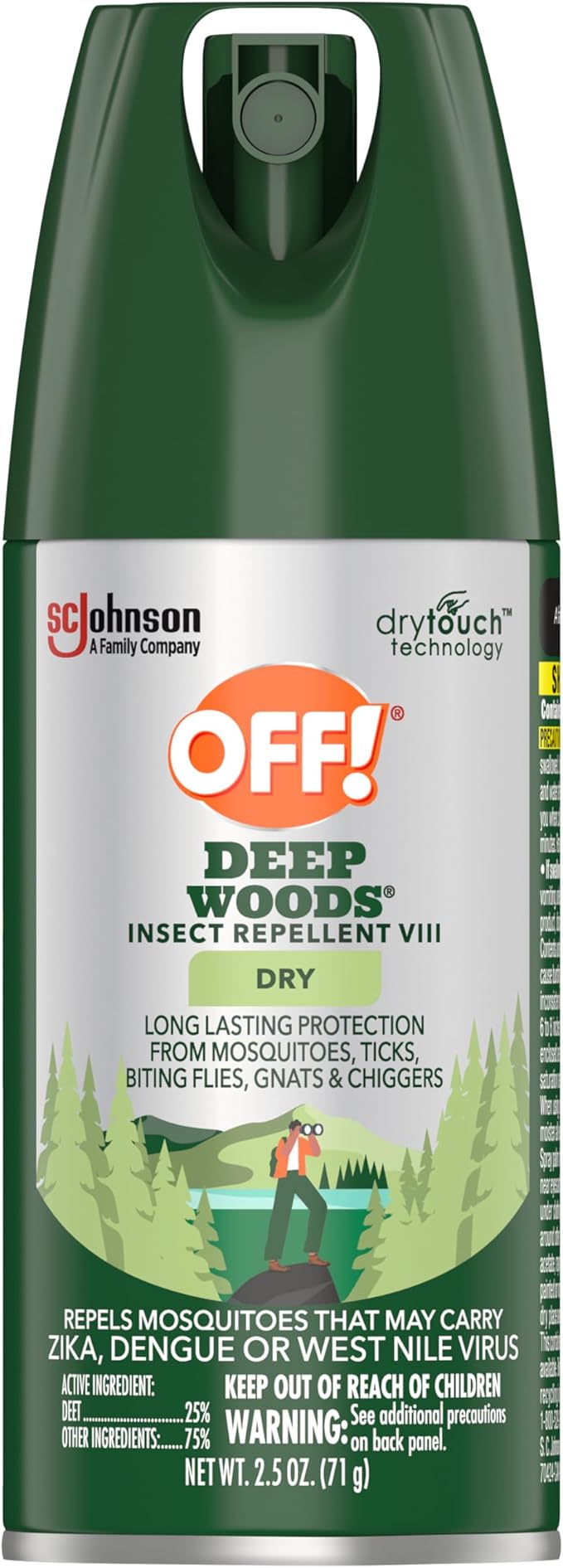 OFF! Deep Woods Travel Size Insect Repellent Aerosol, Dry, Non-Greasy Formula, Bug Spray with Long Lasting Protection from Mosquitoes and Ticks, 2.5 oz
