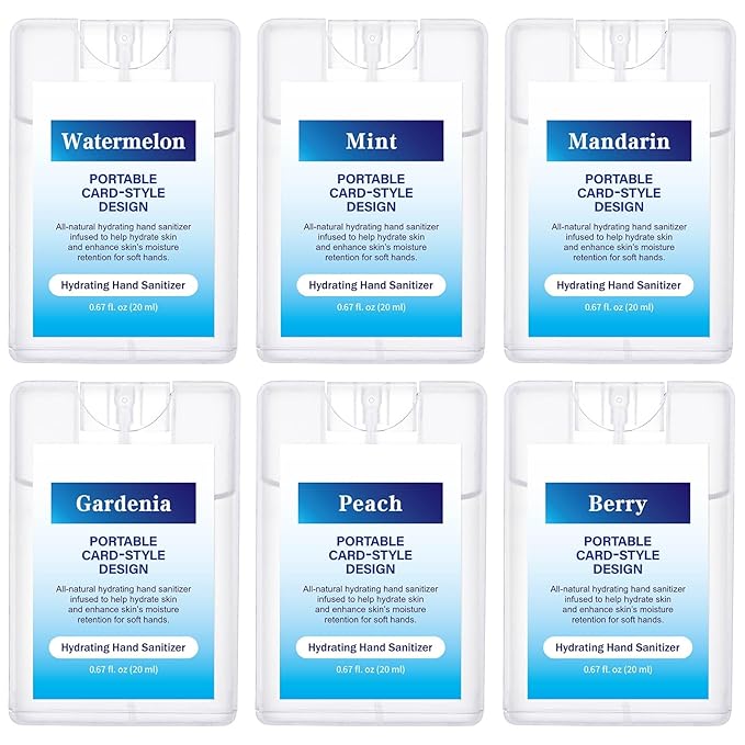 6 Pack Hand Sanitizer Spray Bulk Travel Size Hand Sanitizer Spray Mini Hydrating Pocket Gifts for Coworker Staff Teacher Holiday Favor(Blue Color,Charming)