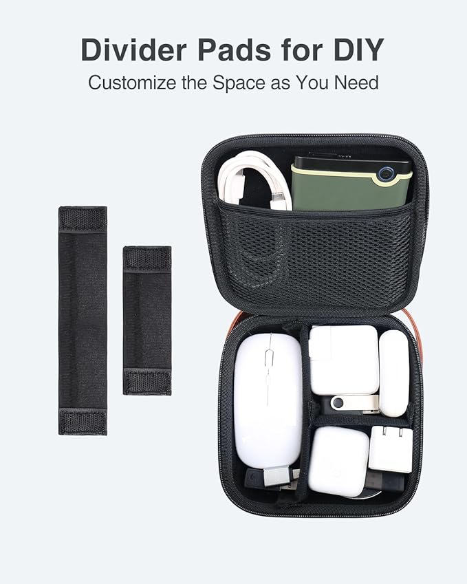 Luxtude Electronic Organizer Travel Case, Small Charger Organizer, Hard Tech Bag, Portable Tech Organizers, Cord & Cable Storage, Compact Electronics Cases for Mouse/SD Card/Cords/Chargers