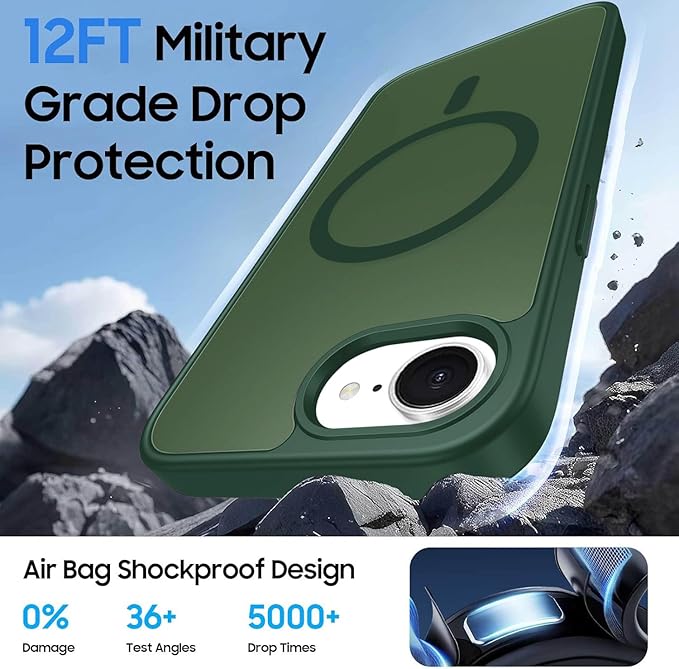 Ntwinro Magnetic for iPhone 16e Case (Compatible with MagSafe) with Detachable Wallet & Card Holder for 3 Cards [RFID Blocking] Military Grade Protective Slim Phone Cover, Green