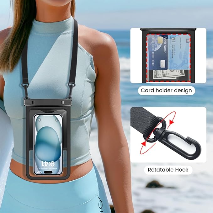 [Up to 8.5" Waterproof Phone Pouch - 2 Pack Waterproof Phone Case for iPhone 16 15 14 Pro Max Galaxy S25 S24 Ultra, IPX8 Dry Bag with Lanyard for Beach Travel Essentials