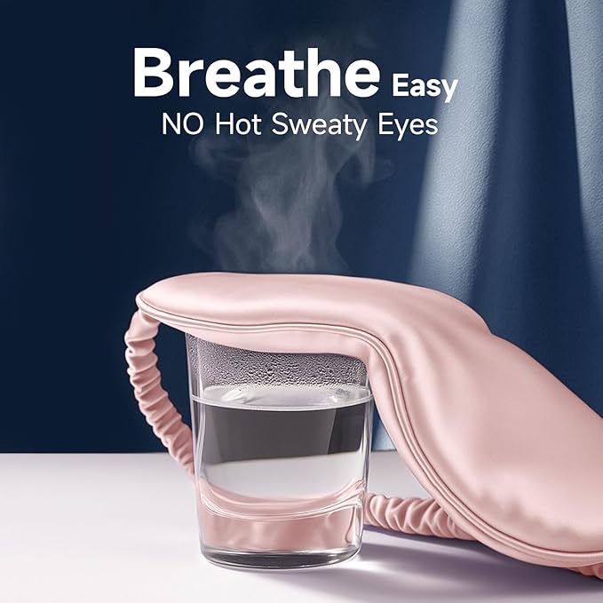 Umisleep Sleep Mask for 100% Pure Mulberry Silk, 22 Momme 6A Soft Eye Masks for Sleep, Adjustable Sleep Masks for Women Men, Light Blocking Sleeping Mask, Silk Eye Mask for Sleeping, Blindfold, Pink