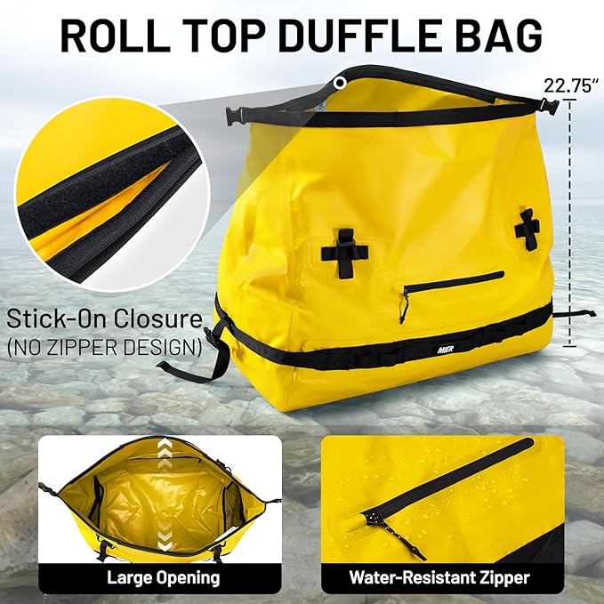 MIER Large Waterproof Duffel Bag Rolltop Dry Backpack Duffle Bags for Kayaking, Rafting, Boating, Swimming, Camping, Travel, Gym, Beach, 60L/80L