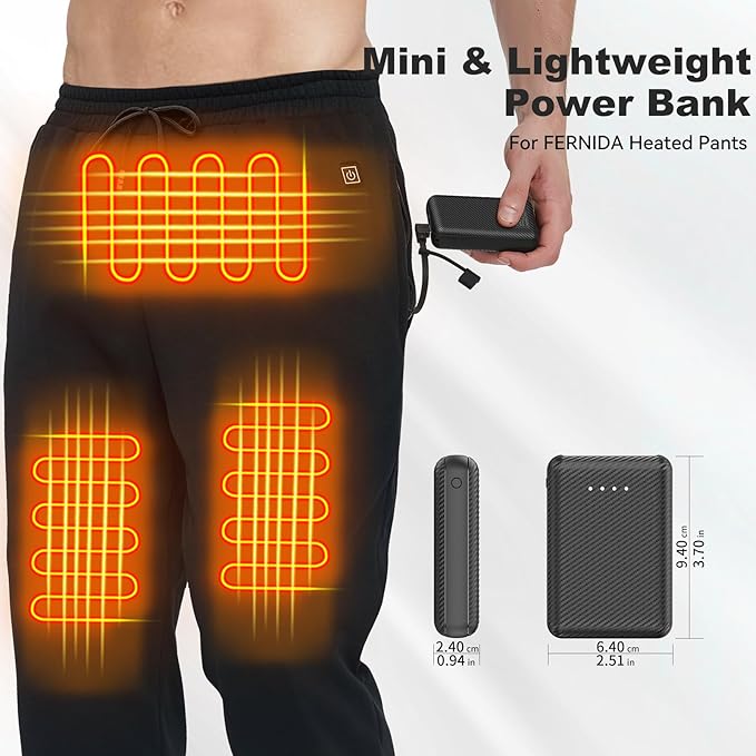 FERNIDA 12000mAh Power Bank Portable Charger USB 5V 3A Battery Pack for Heated Vest & Heated Pants & Smartphone & Heating Pad