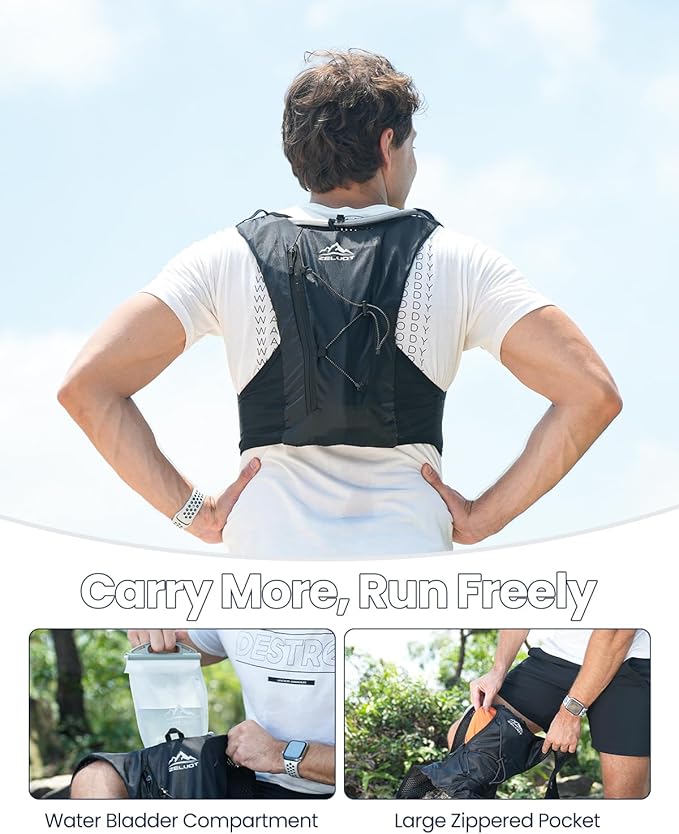 Running Vest for Women Men, USA Original Patent, Lightweight Adjustable Running Hydration Vest with 2L Water Bladder, Reflective Hydration Backpack for Marathon Hiking