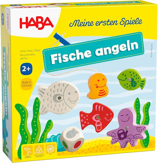 HABA Magnetic Fishing Game - Here Fishy Fishy, My Very First Games Learning Toys & Preschool Toys for Ages 2 and Up, German Box