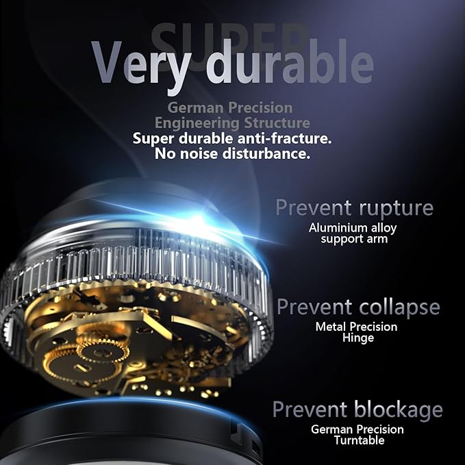 Magnetic Car Phone Holder Mount, 720° Adjustable Long Arm with Nano Gel Suction Cup, for iPhone & Android (Use Metal Plate), Universal Dashboard Windshield Phone Stand