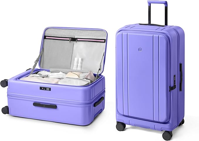 NINETYGO Medium Checked Luggage 24 Inch, Top Opening Luggage Checking In Luggage, Expandable, PC Hard Shell, Larger Capacity Checked, TSA Lock, 360° Spinner Wheels (Purple, Hobo Pro)