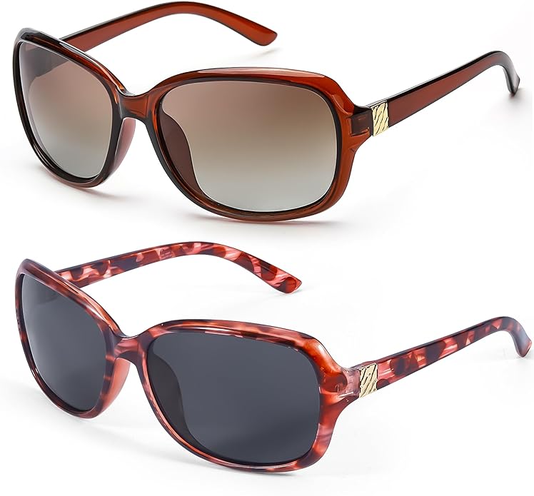 SIPHEW Polarized Sunglasses for Women | Vintage Square Sunglasses w UV400 Protection | Womens Wraparound Shade