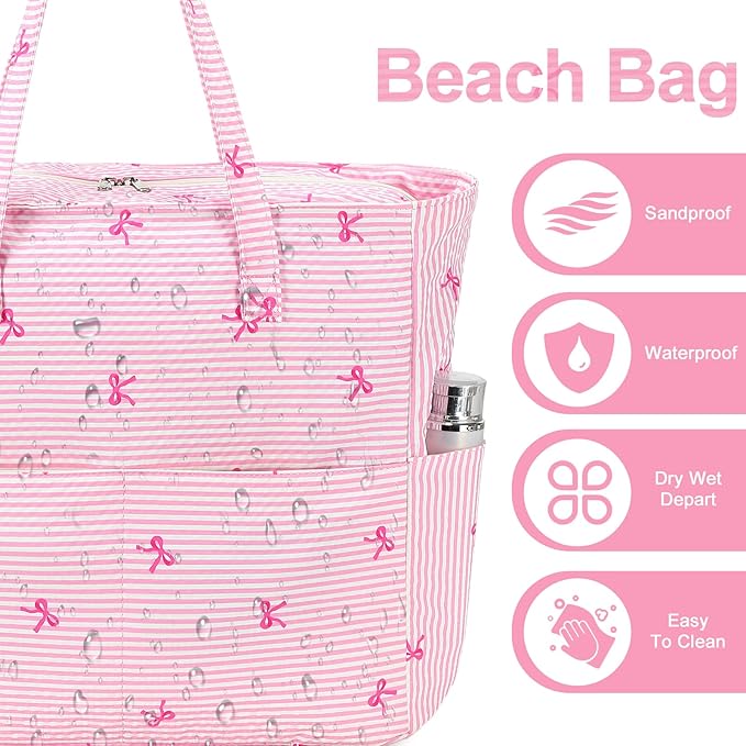 Beach Pool Bags Tote for Women Ladies Large Gym Tote Carry On Bag With Wet Compartment for Weekender Travel Waterproof