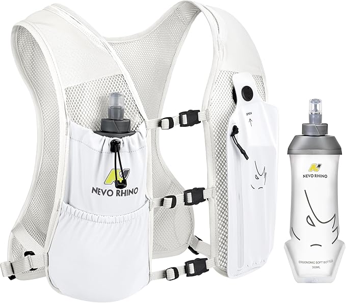 Running Vest with 350 ML TPU Soft Flask, Small Running Water Vest -Adjustable Chest Straps, Lightweight Hydration Vest Pack for Trail Marathon Hiking Cycling for Women Men Mini