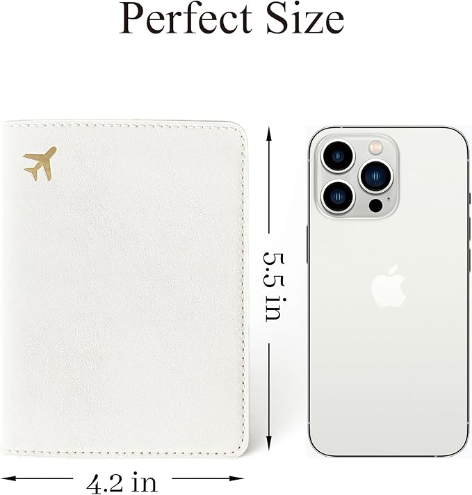 PU Leather Passport Holder Covers Case, Waterproof Rfid Blocking Travel Wallet Passport Holder(Cream)