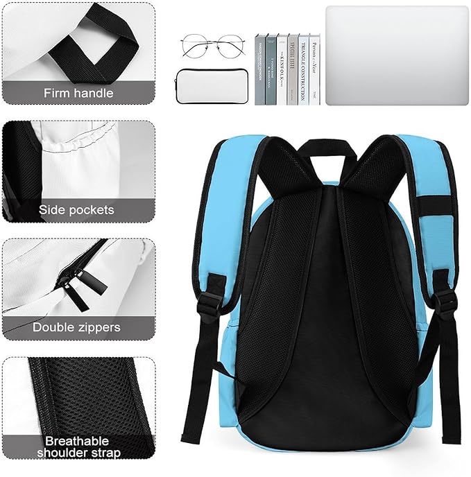 Sky Blue Backpack Adult Travel Daybag for Women Men College Backpack for Vacation Hiking Camping Bag