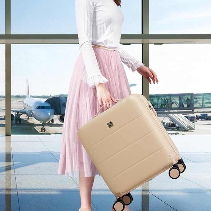 Hanke 16 Inch Underseat Carry On Luggage with Wheels Hard Shell Mini Small Suitcases Carry On Bag for Airline Approved TSA Luggage Lightweight Travel Suitcase(Cuba Sand)