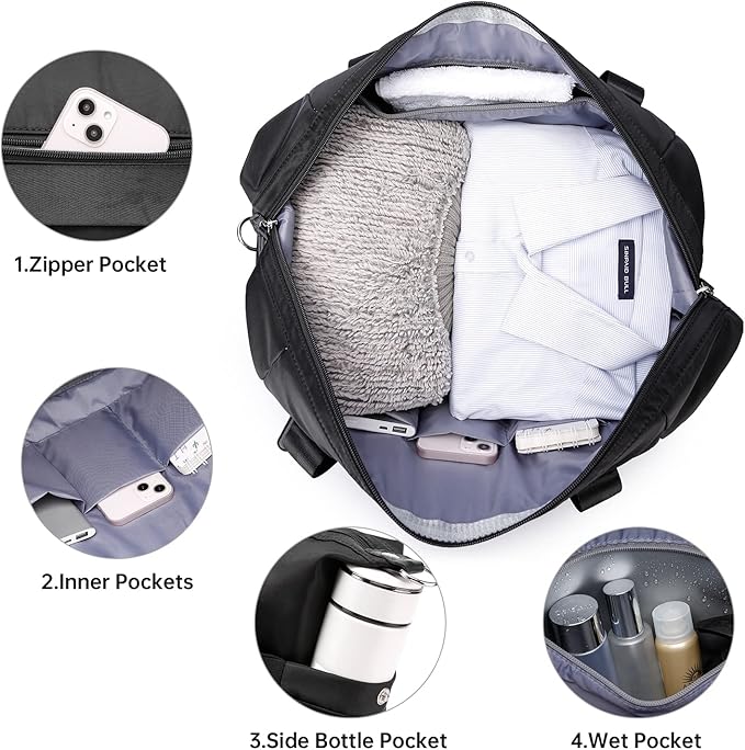 Duffle Bag for Travel, Weekender Bag with Shoe Compartment, Carry On Overnight Bag for Women with Toiletry Bag, Gym Bag with Wet Pocket, Hospital Bags for Labor and Delivery Beige