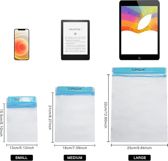 YUMQUA Clear Waterproof Bags, Water Tight Cases Pouch Dry Bags for Camera Mobile Phone Maps Pouch Kayak Military Boating Document Holder