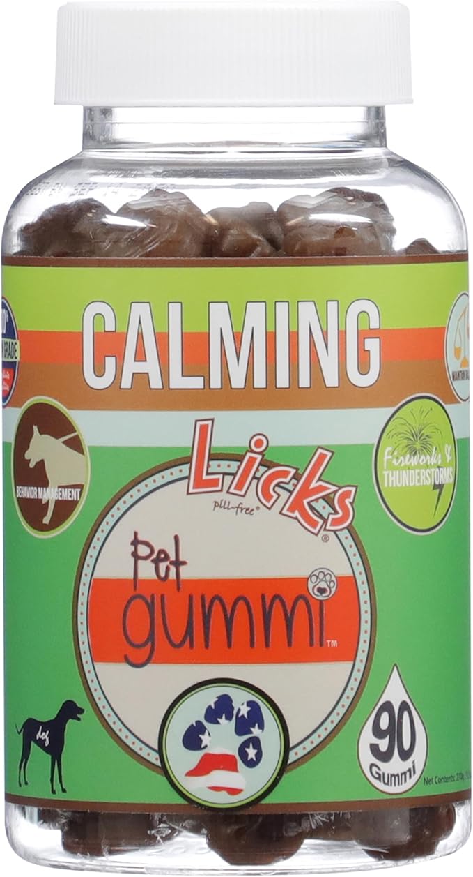 Licks Pill-Free Dog Calming Gummies - Zen Calming Aid Supplements for Aggressive Behavior & Nervousness - Dog & Puppy Treats for Stress Relief & Health - Gummies - 90 Use
