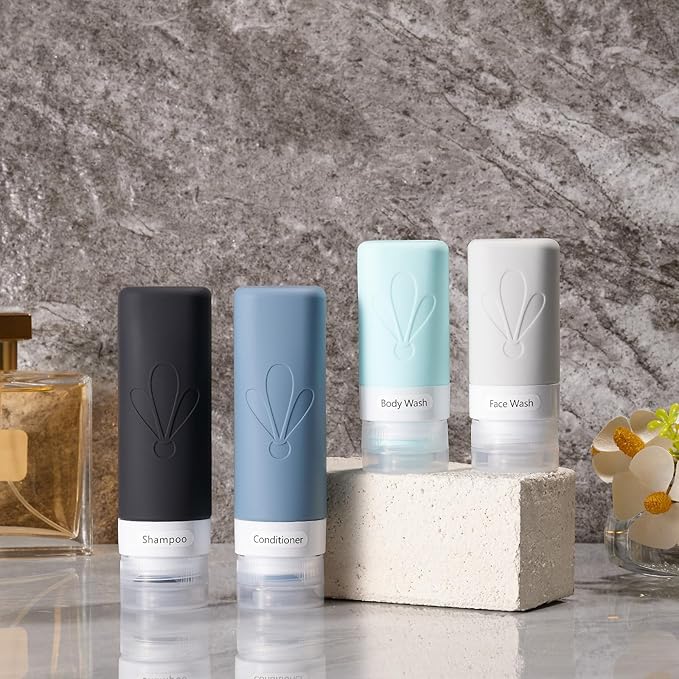 INSFIT 17pack Travel Bottles for Toiletries, TSA Approved Squeezable Silicone Liquid Containers for Shampoo Conditioner Lotion & Body Wash Vacation Travel Essentials with Labels