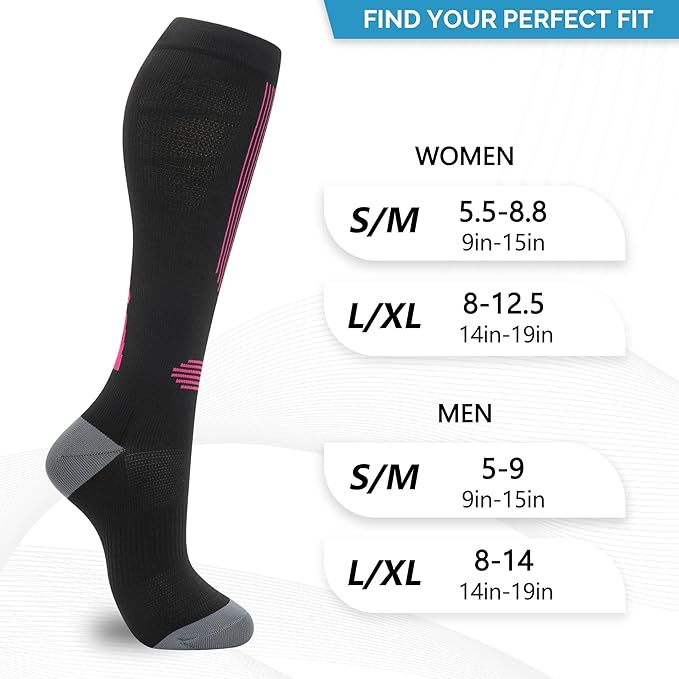 fenglaoda Compression Socks for Women Men 3 Pairs Graduated Compression Support Circulation Socks for Nurses