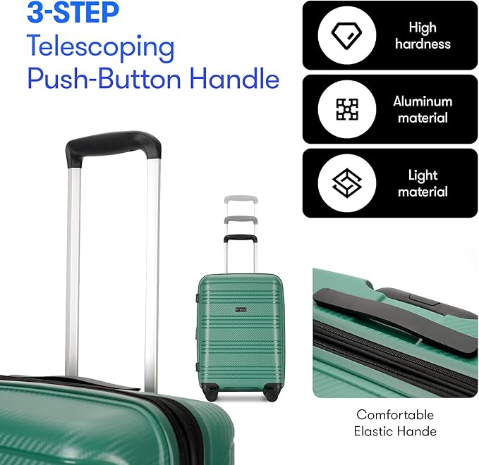 GinzaTravel 25 Inch Medium Checked Luggage Lightweight Suitcase with Spinner Wheels TSA Lock, Green