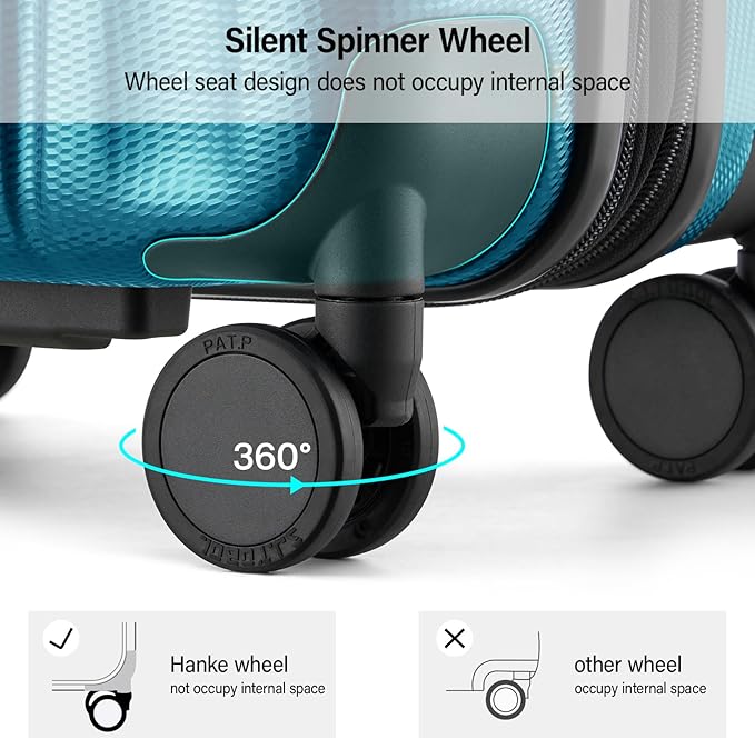 Hanke Expandable Hardshell Luggage Sets 2 Piece Extra Large Suitcases with Lock,28 Inch Luggage with Spinner Wheels, Travel Suitcase for Women Men 20 29Inch,Caribbean Blue