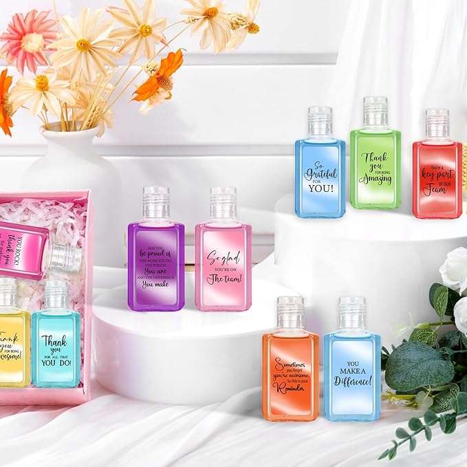 50 Pcs Thank You Mini Hand Sanitizer Bulk Employee Appreciation Gift Inspirational Small Hand Sanitizer 1fl oz Travel Size Hand Soap for Team Coworker Friends Teacher Christmas Valentine (Warm Color)