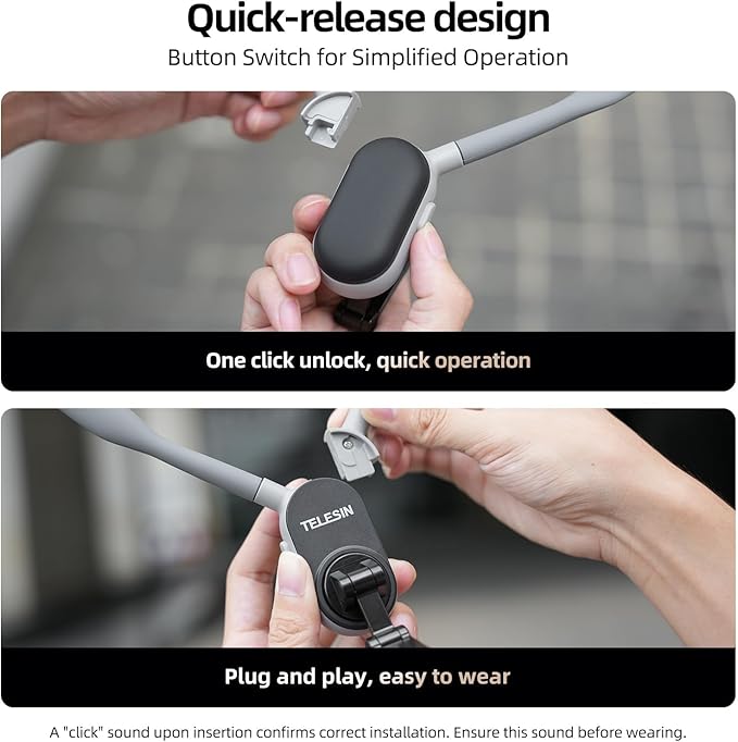 TELESIN Magnetic Neck Mount for Phones, Neck Cell Phone Holder POV/Vlog Selfie Mount Hand Free Phone Neck Holder Chest Stand Strap Video Recording for iPhone 17 16 15 14 13 12 Seires Android Phones