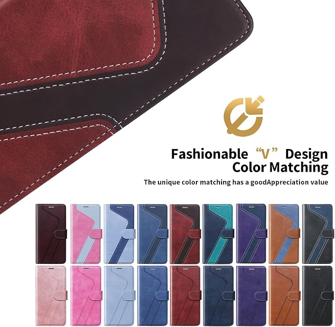 CIVICASE for iPhone 15 Pro Max(6.7inch) Wallet Case,Leather Flip Case RFID Blocking Credit Card Holder Folio Magnetic Stand TPU Shockproof Cover Compatible with iPhone 15 Pro Max Red Brown