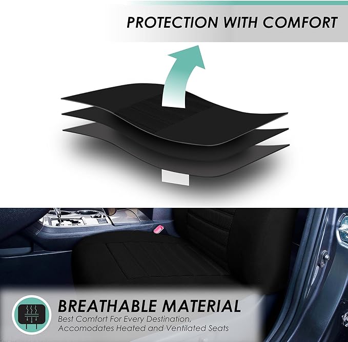 FH Group Automotive Car Seat Covers Front Set Premium 3D Air Mesh Front Seat Covers, Airbag Compatible Universal Fit Interior Accessories for Cars Trucks and SUVs - Black