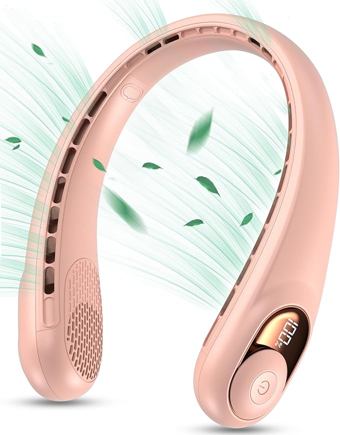 KIDEE Portable Neck Fan, Neck Fans Rechargeable for Women Men, 4000mAh Personal Bladeless Fan, Upgraded Cooling Air Volume, Ultra Quiet Wearable Fan
