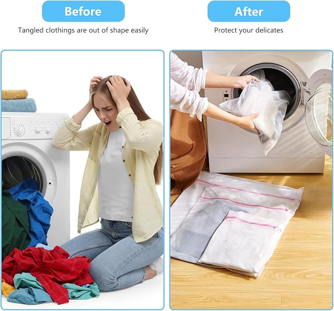 4Pcs Mesh Laundry Bags, Lingerie Bags for Washing Delicates,Mesh Wash Bags for Toy Storage & Cleaning, Travel Storage Organizer Bag, Dorm Room Essentials (1 Large, 1 Medium, 2 Small) (Fine Net)