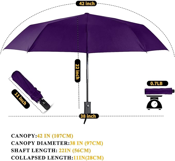 MRTLLOA 42/49 Inch Compact Windproof Travel Umbrella for Rain, Lightweight, Portable, Automatic, Strong, Waterproof Folding Umbrellas for Women, Men and Teenagers