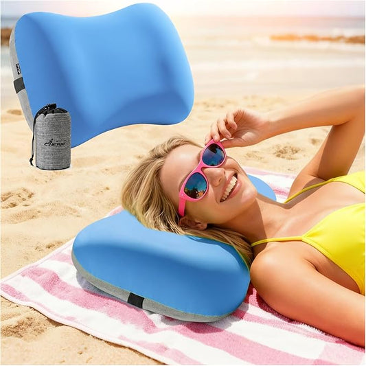 Inflatable Neck Pillow for Beach Travel Camping Picnic Outdoor Small Compact Towel Blanket Clip 2 4 6 Quick Dry Oversized xl Extra Large Cloud Turkish Cotton Microfiber Bulk Mat Sand Free Waterproof