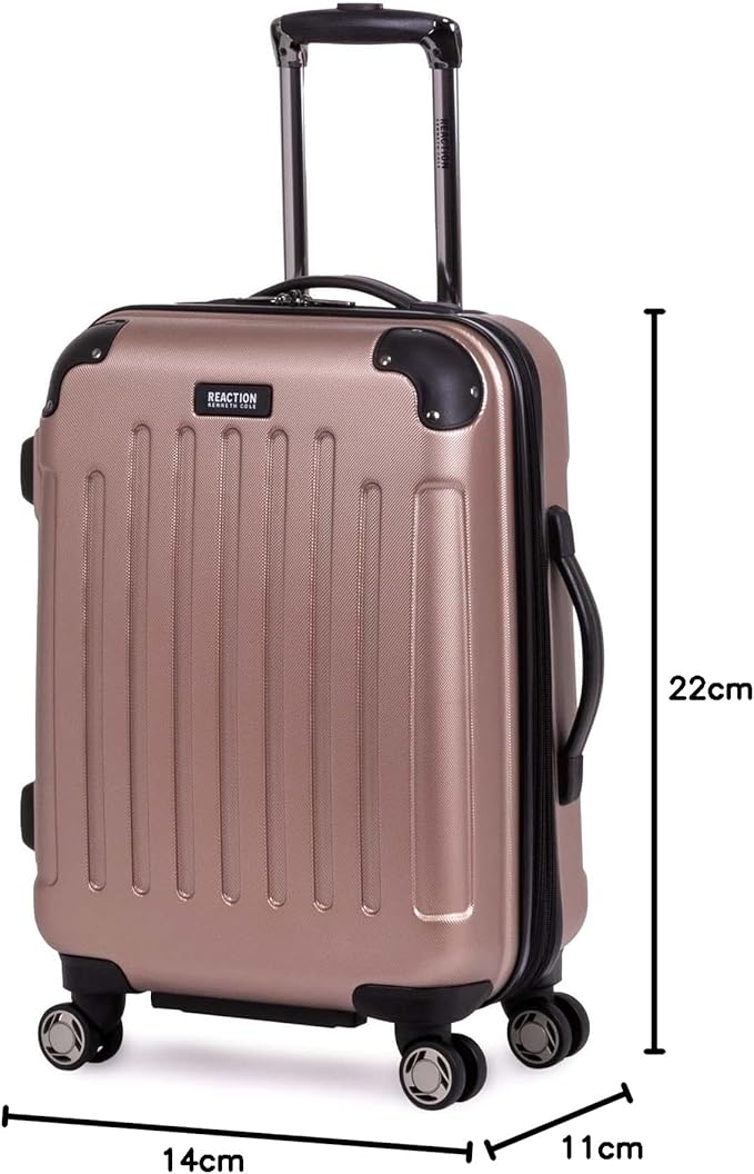 Kenneth Cole REACTION Renegade Luggage Expandable 8-Wheel Spinner Lightweight Hardside Suitcase, Rose Gold, 20-Inch Carry On