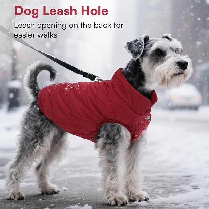 ASENKU Dog Winter Coat - Waterproof Windproof Dog Jacket, Warm Snowproof Doggie Puffer Vest for Cold Weather, Lightweight Snow Coats for Small Medium Large Dogs (XL, Red)