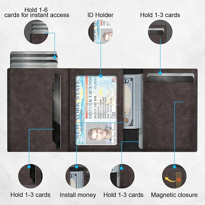 GAOCHALE Wallet for Men Pop up Card Holder, Smart, Slim, Minimalist Design for Front Pocket, Premium RFID Blocking, 10-14 Card Capacity | ID Window | Cash Slot(Gradient Dark Brown)