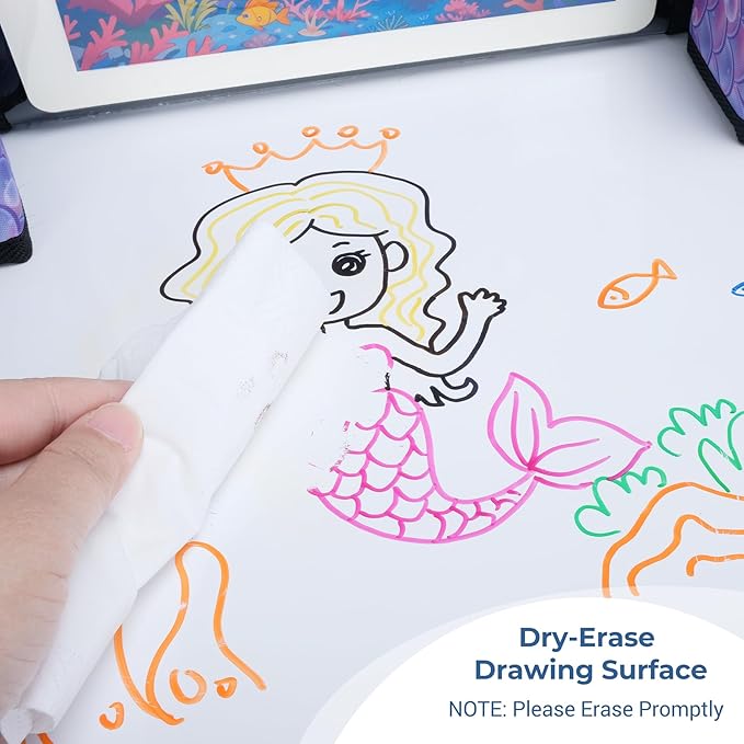 COOLBEBE Kids Travel Tray for Toddler Car Seat, Travel Tray for Airplane, Toddler Car Seat Lap Tray, Carseat Table Tray for Kids Travel Activities (Mermaid