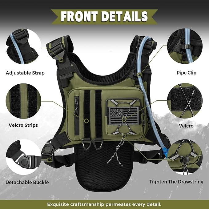 Outdoor Hydration Vest for Running & Hiking, Lightweight Breathable Water Backpack with 2.0L Bladder, Bounce-Free Chest Pack for Marathon, Cycling, Trekking for Men and Women