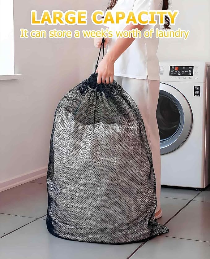 6 Pack Large Mesh Laundry Bags, 24 x 36" & 12 x 16" Heavy Duty Washable Drawstring Wash Bag with Drawstring Closure