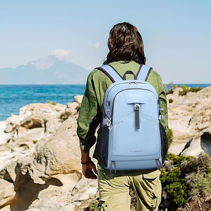 35L Lightweight Packable Backpack – Durable Foldable Daypack for Travel, Hiking, and Gym (Sky-Blue)