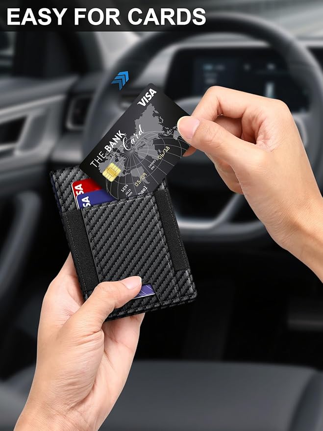 Wallet for Men Slim Leather Wallets for 13-17 Cards, RFID Blocking Thin Card Holder Wallet with ID Window & Large Capacity Cash Slot, Minimalist Bifold Small Wallet for Front Pocket, Gift for Men