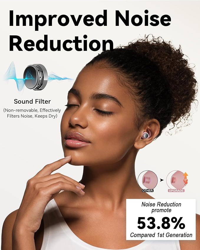 Ear Plugs for Sleeping - Noise Reduction Soft Silicone Earplugs, 2 Pairs Reusable Hearing Protection Earplugs for Noise Sensitivity, Sleep,Snore,Travel,Sound Reduction Noise Cancelling - Dusty Pink